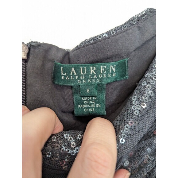 Lauren Ralph Lauren Gray Sequin Mesh Dress Size 6 - Picture 9 of 13